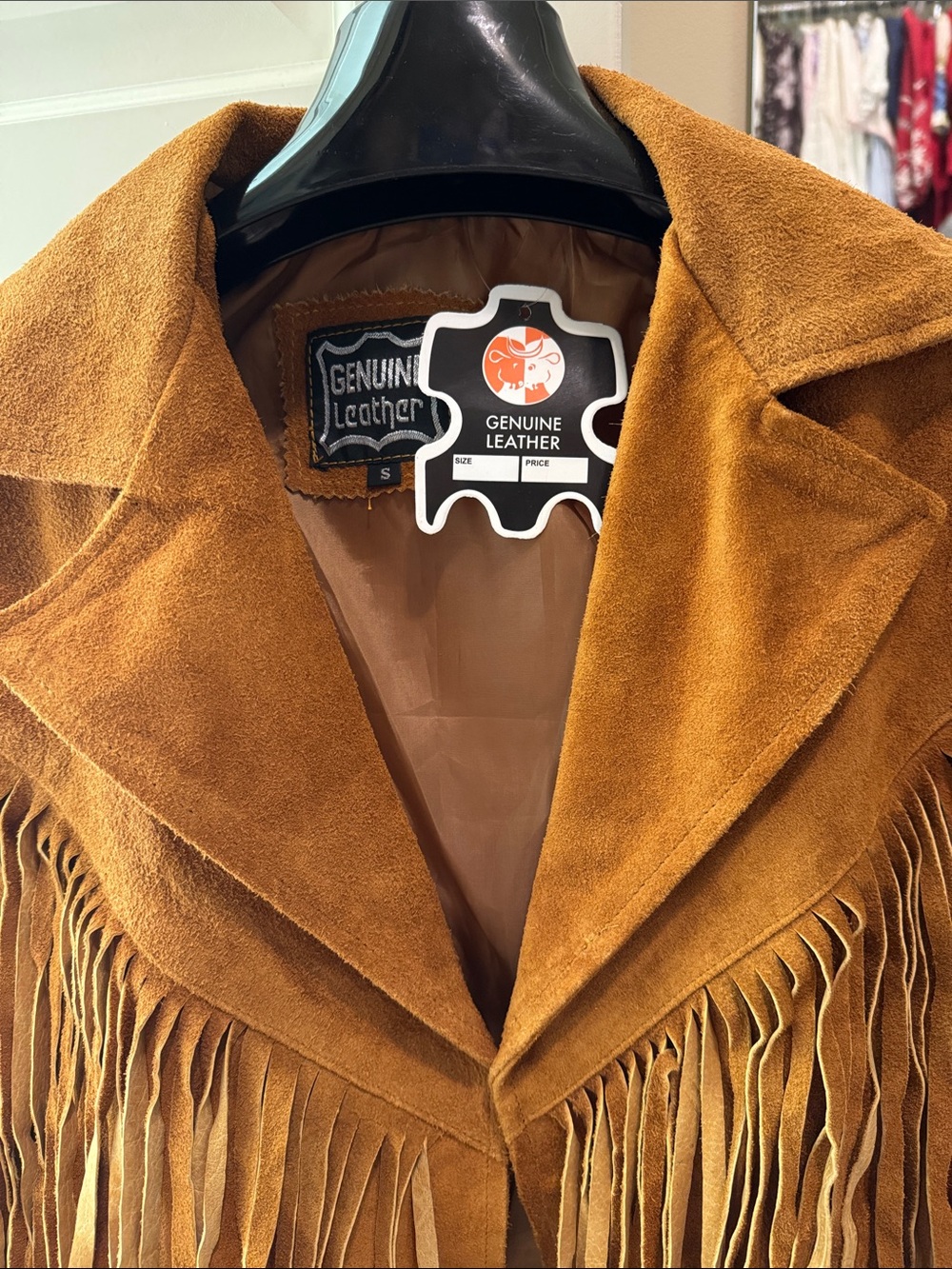 Women's Suede Fringe Jacket - Tan (Tobacco color) - Picture 6 of 6